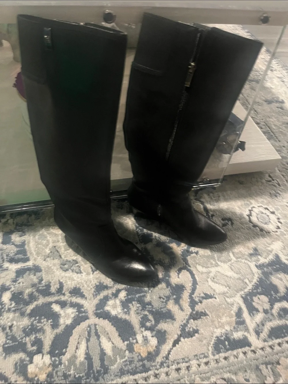 Anne Klein Black Over-the-Knee Zip Riding Boots